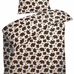 Baby sengetøj 70x100 cm - Brun med elefanter - 100% Bomulds percale - Night & Day