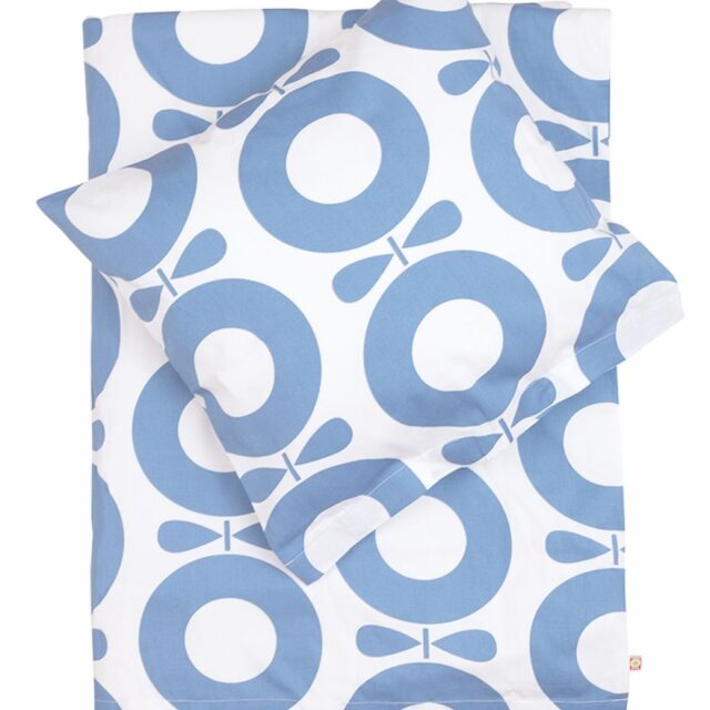 Lyseblåt og hvidt sengetøj baby 70x100