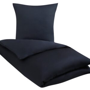 Bambus sengetøj 200x220 cm - Mørkeblåt sengetøj - Dobbeltdyne betræk i 100% Bambus - Nature By Borg