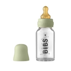 Bibs Baby Glass Bottle, Sutteflaske - Komplet Sæt, 110 Ml. Sage