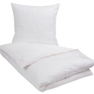 Dobbeltdyne sengetøj 200x220 cm - Check white - Hvidt sengetøj - 100% Bomuldssatin - By Night sengetøj til dobbeltdyner