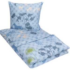 Dobbeltdyne sengetøj 200x220 cm - Happy Horses blue - Sengesæt i 100% Bomuldssatin - Susanne Schjerning sengetøj