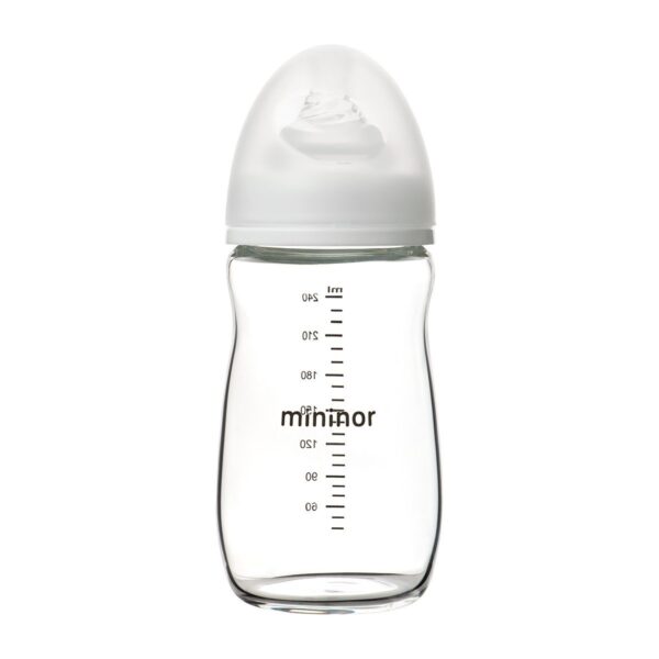 Glas sutteflaske fra Mininor 0m+ (240ml)