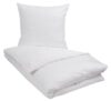 Hvidt sengetøj - 140x200 cm - Check white - Dynebetræk i 100% Bomuldssatin - By Night sengesæt