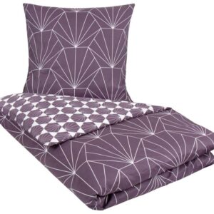 Dobbeltdyne sengetøj 200x220 cm - Hexagon blomme - Vendbar sengesæt i 100% Bomuldssatin - By Night