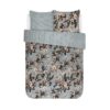 Blomstret sengetøj 200x200 cm - Lily Green - Grønt sengetøj - 2 i 1 design - 100% bomuldssatin - Essenza