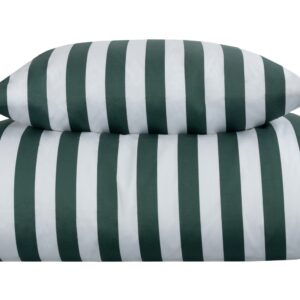 Dobbeltdyne sengetøj 200x200 cm - Grøn og hvid stribet sengesæt- 100% Bomuldssatin sengetøj - Nordic Stripe