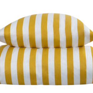 Dobbeltdyne sengetøj 200x220 cm - Stribet gult og hvidt sengesæt - 100% Bomuldssatin sengetøj - Nordic Stripe