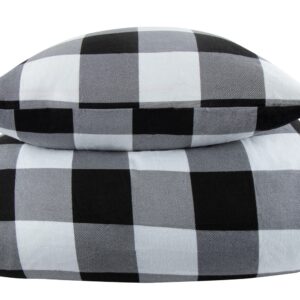 Flonel sengetøj - 150x210 cm - Check black - 100% bomuldsflonel - By Night sengesæt