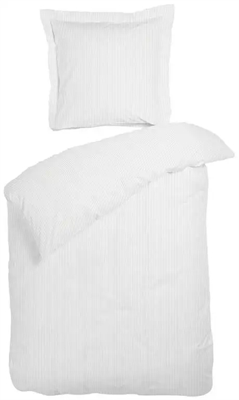 Hvidt sengetøj - 140x220 cm - Raie hvid med striber - Sengesæt i 100% Bomuldssatin - Night and Day sengelinned