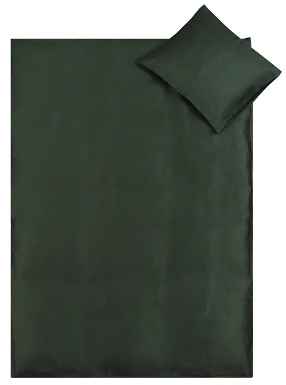 Junior sengetøj - 100x140 cm - Mørkegrøn - Bambus sengetøj - Satinvævning - 100% Bambus - Nature By Borg