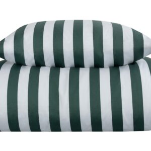 Kingsize sengetøj 240x220 cm - Grøn og hvid stribet sengesæt- 100% Bomuldssatin - Nordic Stripe king size sengetøj