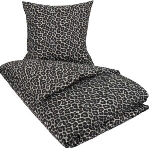 Leopard sengetøj 140x220 cm - Mønstret sengesæt - Sort sengetøj - 100% Bomuld - Borg Living