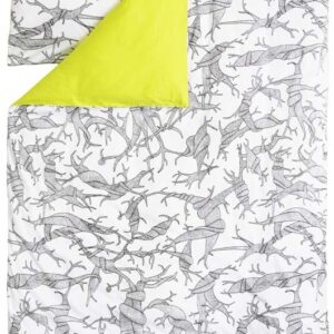 Økologisk sengetøj - 140x200 cm - Root - Hvid og neon gul - Sengesæt i 100% økologisk bomuld - YAI YAI