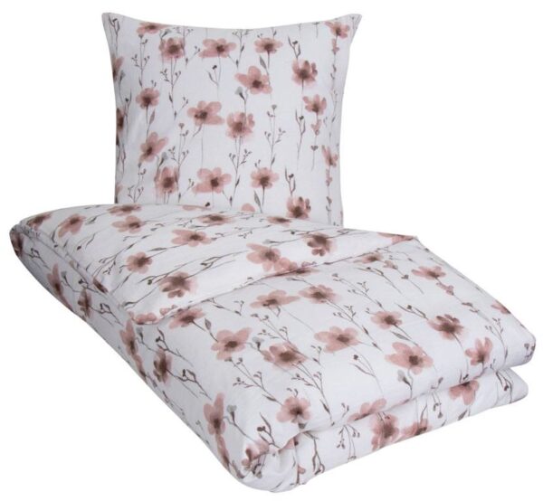 Sengetøj 200x220 cm - Flower Rosa flonel sengetøj - Blomstret sengesæt - 100% bomuldsflonel - By Night