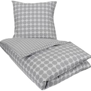 Sengetøj dobbeltdyne 200x220 cm - Circle grey - Prikket sengetøj - 100% Bomuld - Borg Living sengesæt