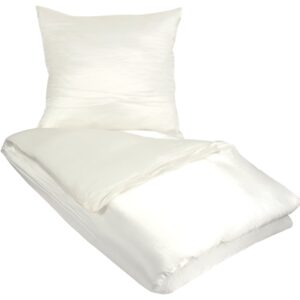 Silke sengetøj 200x220 cm - Ensfarvet hvidt sengetøj til dobbeltdyne - 100% Silke - Butterfly Silk