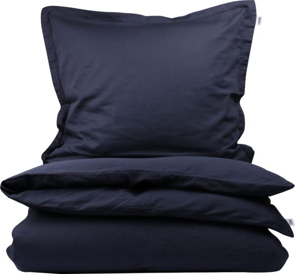 Tempur sengetøj - 140x200 cm - Ensfarvet mørkeblåt - 100% Bomuldssatin sengesæt