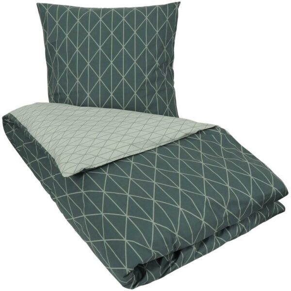 Sengetøj dobbeltdyne 200x220 cm - Vendbart sengesæt - Harlequin grøn - Dobbelt dynebetræk - Bomuld