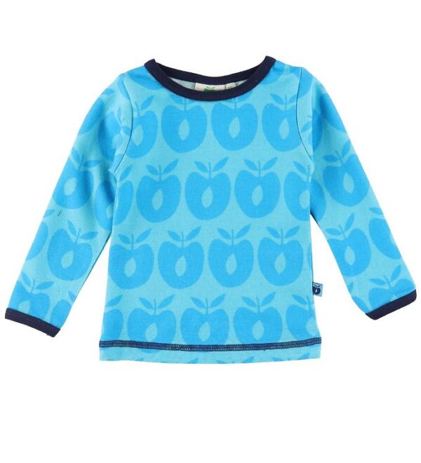 Småfolk Bluse - Uld - Retro Apple - Blue Atoll