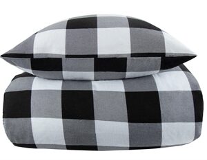 Flonel sengetøj 140x220 cm - Ternet sengetøj - Check black - 100% bomuld - By Night sengesæt