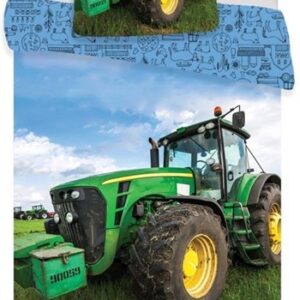 Traktor Junior sengetøj 100x140 cm - Grøn traktor sengesæt junior - 2 i 1 design - 100% bomuld