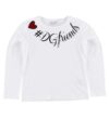 Dolce & Gabbana Bluse - Hvid m. Print/Hjerte