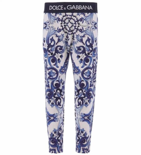 Dolce & Gabbana Leggings - Blu Mediterraneo - Hvid m. Blå