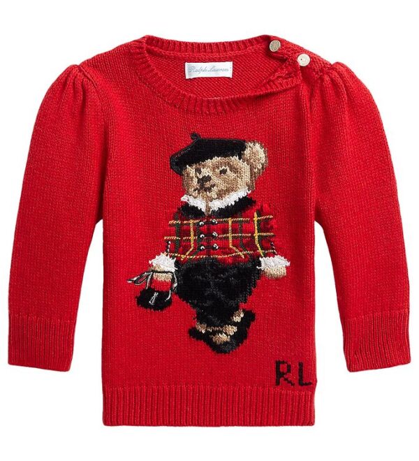 Polo Ralph Lauren Bluse - Strik - Holiday - Rød m. Bamse