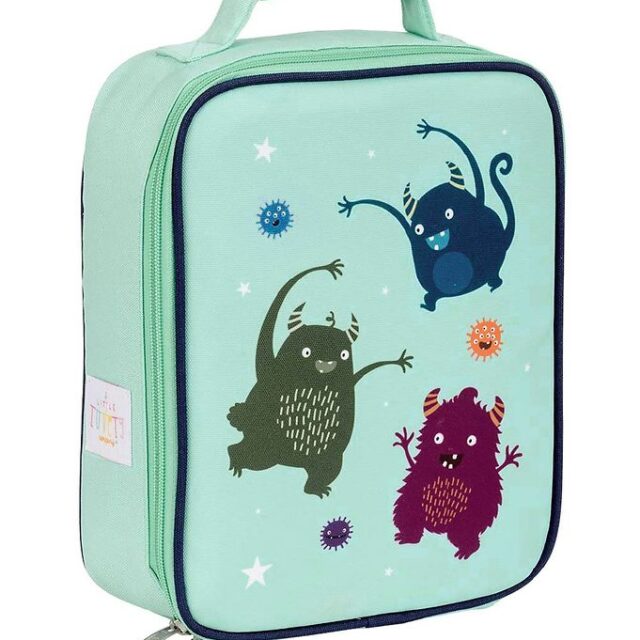 A Little Lovely Company Køletaske - Turkis m. Monstre