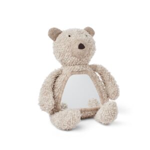 Aktivitets Bamse med spejl, Uld Bouclé Natur, Smallstuff