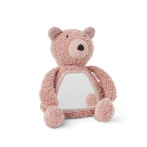 Aktivitets Bamse med spejl, Uld Bouclé Rosa, Smallstuff