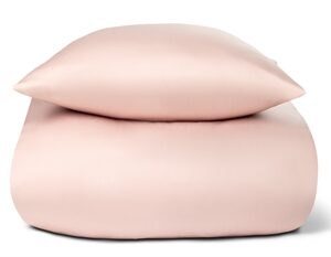 Bambus dobbelt sengetøj - 200x220 cm - 100% Naturligt bambus - Nature By Borg - Rosa satinvævet dobbelt dynebetræk