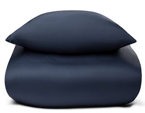 Bambus junior sengetøj - 100x140 cm - 100% Naturligt bambus - Nature By Borg - Mørkeblåt satinvævet junior dynebetræk