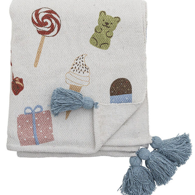 Bloomingville Mini Tæppe - 160x130 cm - Sweets Plaid - Nature