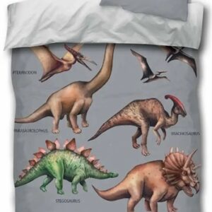 Dinosaur sengetøj - 140x200 cm - Flot dino sengesæt - 100% bomuld - Børnesengetøj