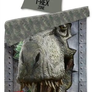 Dinosaur sengetøj - 140x200 cm - T-rex - Dynebetræk med 2 i 1 design - Dino sengesæt i 100% bomuld