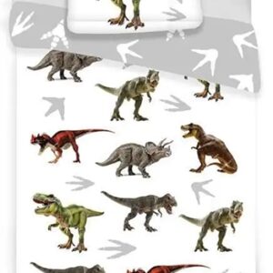 Dinosaur sengetøj voksen - 140x200 cm - Dinosaur sengesæt - 100% bomuld - Dynebetræk med 2 design