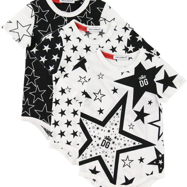 Dolce & Gabbana Bodyer k/æ - 3-pak - Hvid/Sort m. Stjerner