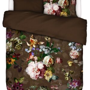 Essenza dobbeltdyne sengetøj - 200x220 cm - 100% bomuldssatin sengesæt - Fleur Chocolate sengelinned