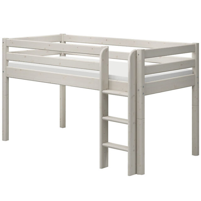 Flexa Halvhøj Seng m. Lige Stige - Classic - 210x110x120 cm - Hv