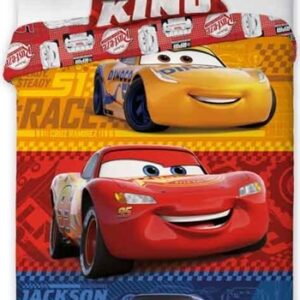 Junior sengetøj 100x140 cm - Cars junior sengesæt - 2 i 1 design - 100% bomuld