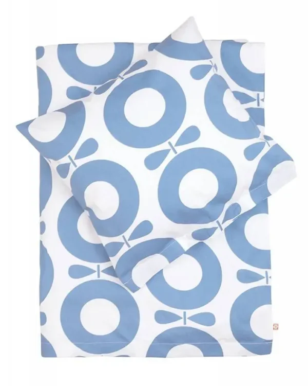 Junior sengetøj i lyseblå og hvid 100x140