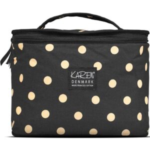 Karen Denmark - Beauty Box ECO Cotton - Black With Beige Dots - Toilettaske