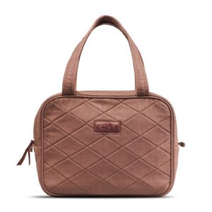 Karen - Toiletry bag with handle Mocca quilt - Toilettaske