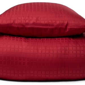 Luksus dobbelt sengetøj - 200x220 cm - 100% Bomuldssatin sengelinned - Daisy rød - By Night jacquard vævet sengesæt