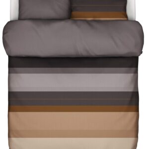 Marc O'Polo dobbeltdyne sengetøj - 200x220 cm - 100% Enzymvasket bomulds dobbelt sengesæt - Kiya Warm Charcoal sengelinned