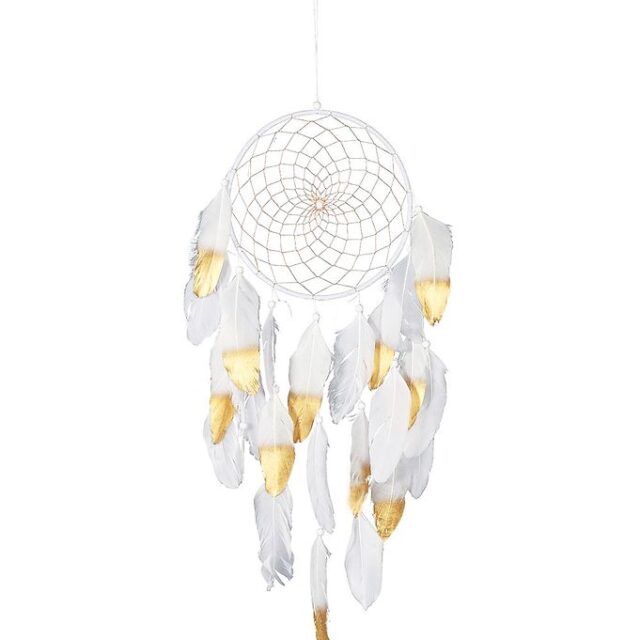 MillaVanilla Drømmefanger - Ophæng m. Fjer - Hvid/Guld