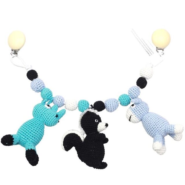 NatureZoo Barnevognskæde - Æsel/Stinkdyr/Næsehorn - Turkis