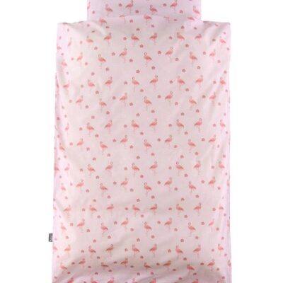 Nørgaard Madsens Sengetøj - Baby - Rosa m. flamingo/Blomster